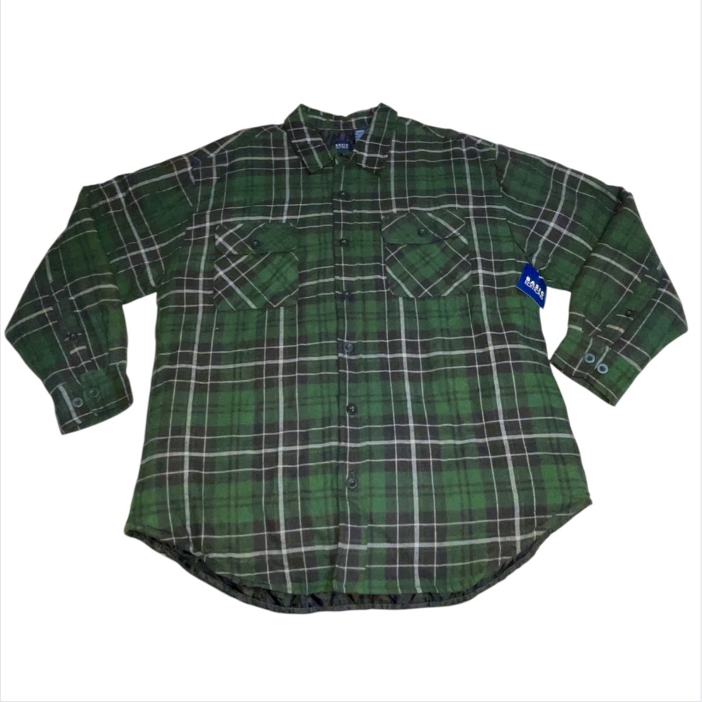 Vtg Y2K BASIC EDITIONS Quilt Lined Flannel Work Shirt Jacket Shacket Medium New